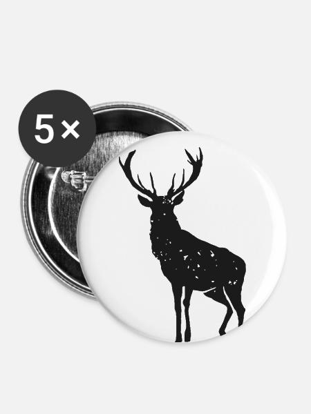 Reh - Buttons klein 25 mm (5er Pack) - Weiß