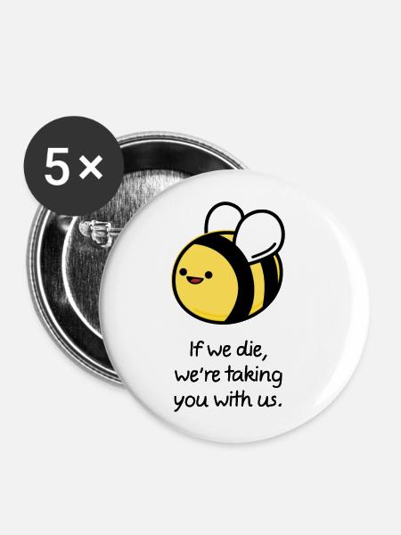 Rette die Bienen - Buttons klein 25 mm (5er Pack) - Weiß