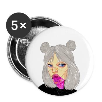 Freaky Robot Girl - Lot de 5 petits badges (25 mm) - blanc - Devant