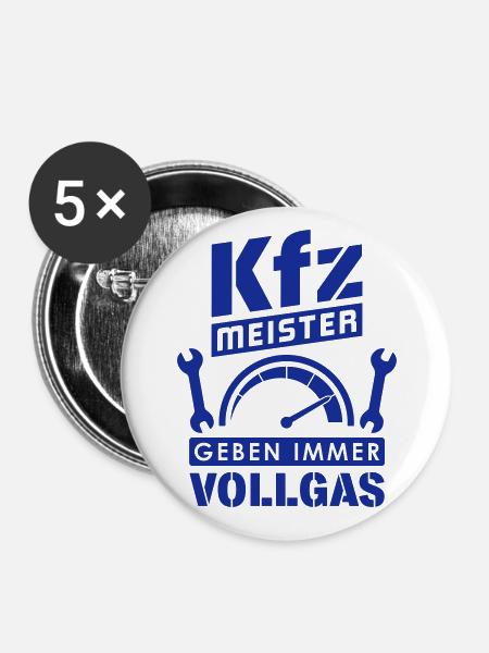 Kfz-Meister (Vollgas) - Buttons klein 25 mm (5er Pack) - Weiß