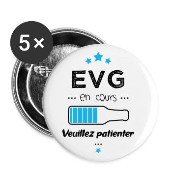EVG en cours veuillez patienter - Lot de 5 petits badges (25 mm) - blanc - Devant