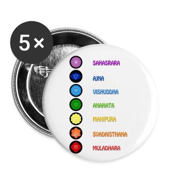 Die 7 Yoga Spiritualität Chakren - Buttons klein 25 mm (5er Pack) - Weiß - Vorne