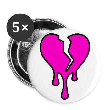 Herz Gebrochen Drip - Buttons klein 25 mm (5er Pack) - Weiß - Vorne