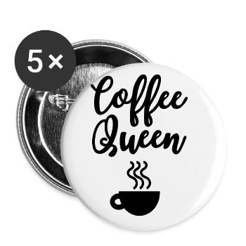 Coffee Queen Kaffeeliebhaber - Buttons klein 25 mm (5er Pack) - Weiß - Vorne