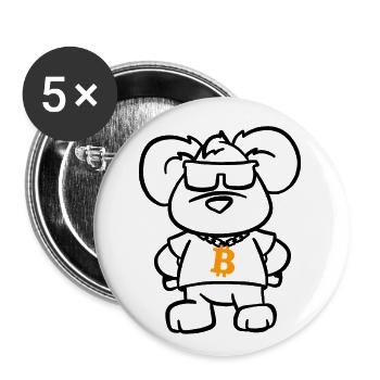 Bitcoin Blockchain Maus - Buttons klein 25 mm (5er Pack) - Weiß - Vorne