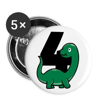QUATRE dinosaures DINO 4 ans - Lot de 5 petits badges (25 mm) - blanc - Devant
