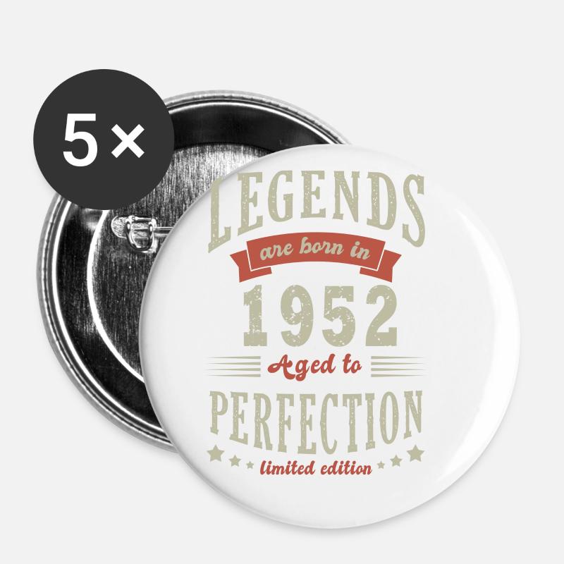 légende né en 1952 Cadeau anniversaire 70 ans - Lot de 5 petits badges (25 mm) - blanc