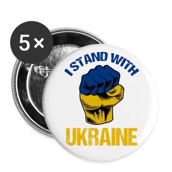 I Stand With Ukraine Flag Ukrainian - Buttons small 1''/25 mm (5-pack) - white - Front
