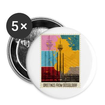 Düsseldorf Deutschland Stadt Skyline Briefmarke - Buttons klein 25 mm (5er Pack) - Weiß - Vorne