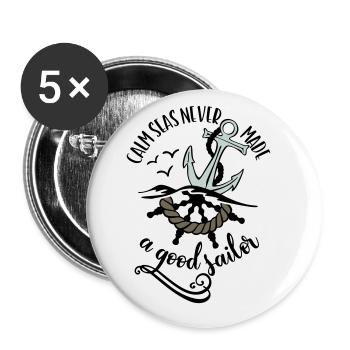 SAILOR ANCHOR SEA SAILORS SEAMEN SEA MOIN COAST MOTIFS - Buttons small 1''/25 mm (5-pack) - white - Front