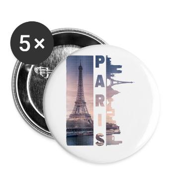 Paris France Ville Skyline Accueil Amour - Lot de 5 petits badges (25 mm) - blanc - Devant