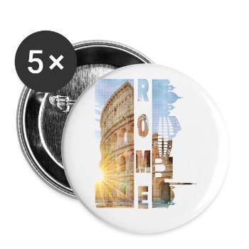 Rome Rome Italy City Skyline Home Love - Buttons small 1''/25 mm (5-pack) - white - Front