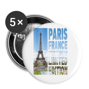 Paris France Ville Skyline Accueil Amour - Lot de 5 petits badges (25 mm) - blanc - Devant