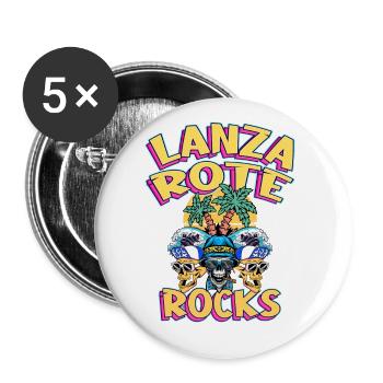 Lanzarote Sommer Sonne Strand Palmen Totenkopf - Buttons klein 25 mm (5er Pack) - Weiß - Vorne