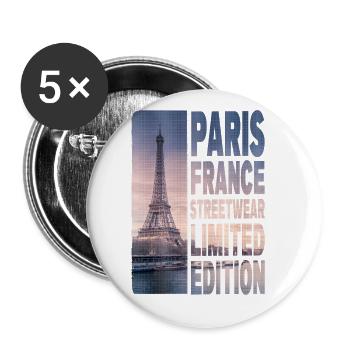 Paris France Ville Skyline Accueil Amour - Lot de 5 petits badges (25 mm) - blanc - Devant