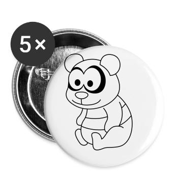 Panda Comic Animal - Buttons small 1''/25 mm (5-pack) - white - Front