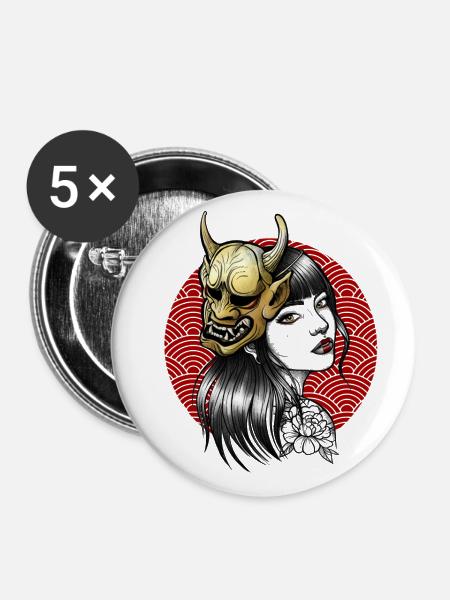 Hannya - Buttons small 1''/25 mm (5-pack) - white