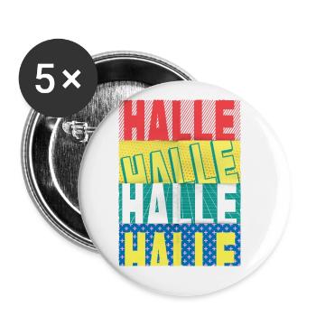 Halle Allemagne City Font Skyline Accueil - Lot de 5 petits badges (25 mm) - blanc - Devant