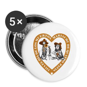 Halloween Hundeskelett Catrina Dia de los Muertos - Buttons klein 25 mm (5er Pack) - Weiß - Vorne