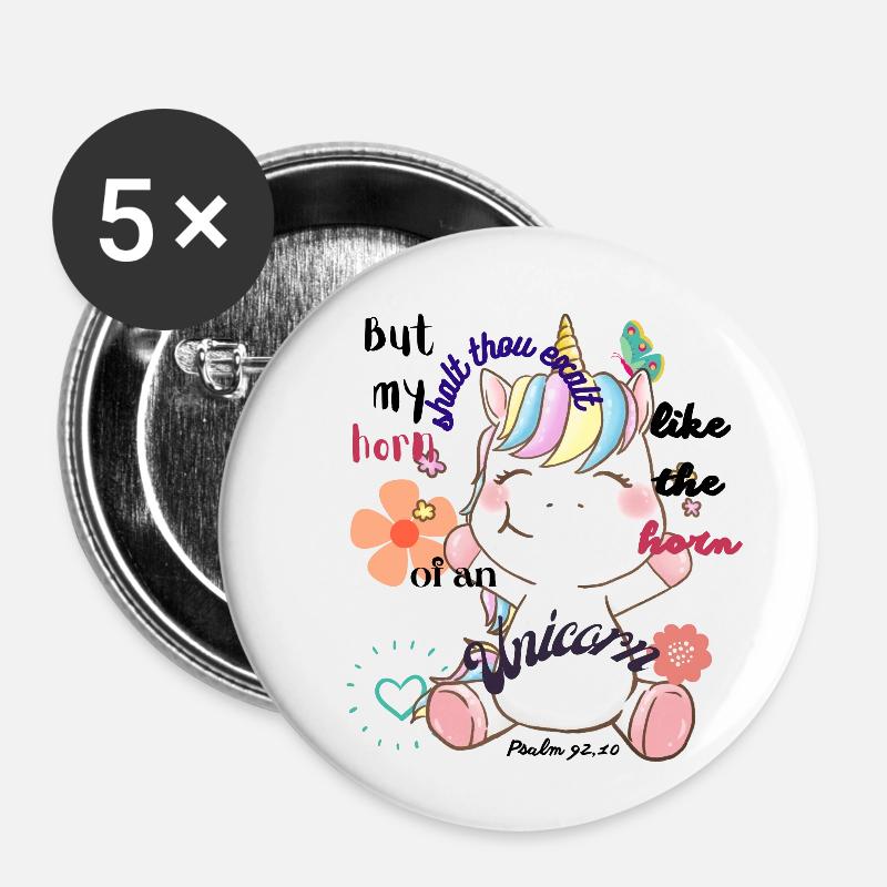 Gesegnetes Einhorn - Buttons klein 25 mm (5er Pack) - Weiß