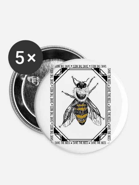 save the bees 3 - Buttons klein 25 mm (5er Pack) - Weiß