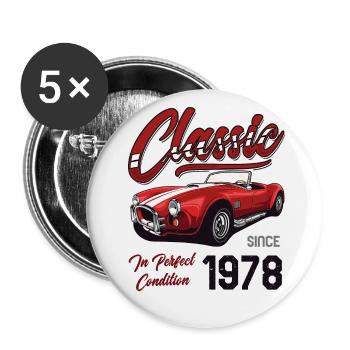Ich bin nicht alt, ich bin Oldtimer Jahrgang Jahrgang 1978 - Buttons klein 25 mm (5er Pack) - Weiß - Vorne