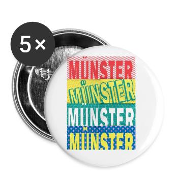 Münster Germany City Font Skyline - Buttons small 1''/25 mm (5-pack) - white - Front