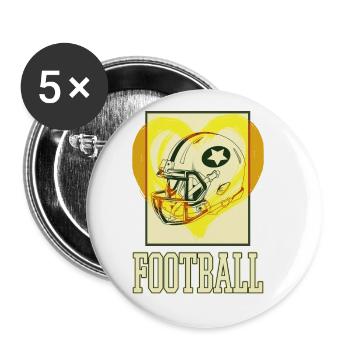 American Football Helm Footballhelm Sport Herz - Buttons klein 25 mm (5er Pack) - Weiß - Vorne