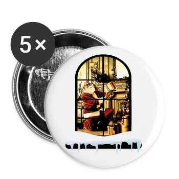 Santa Claus at home - Buttons small 1''/25 mm (5-pack) - white - Front