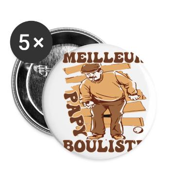 Bestes Opa Bouliste Geschenk einer verrückten Petanque - Buttons klein 25 mm (5er Pack) - Weiß - Vorne
