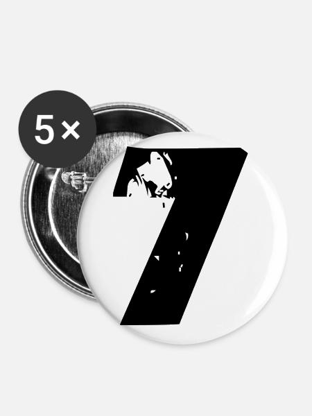7 Zahl - Buttons klein 25 mm (5er Pack) - Weiß