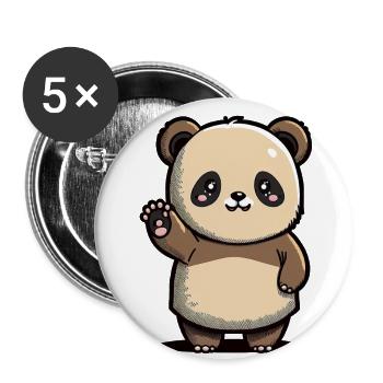 Kawaii Panda, to love - Buttons small 1''/25 mm (5-pack) - white - Front