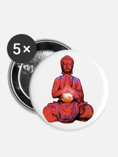 Buddha - Buttons klein 25 mm (5er Pack) - Weiß