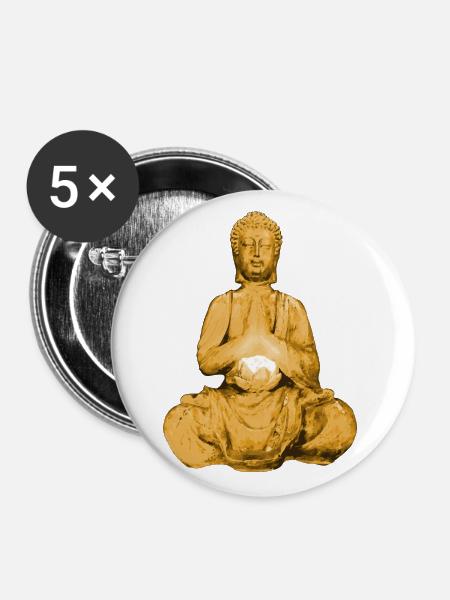 Buddha - Buttons klein 25 mm (5er Pack) - Weiß