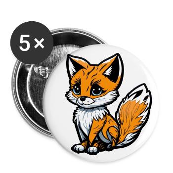 Cartoon Fuchs - Buttons klein 25 mm (5er Pack) - Weiß - Vorne
