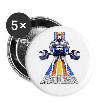 Bodybuilding Bodybuilders Weightlifting Weight Training - Buttons small 1''/25 mm (5-pack) - white - Front
