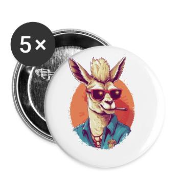 Lama No Drama Llama Animal Drôle Humour Drôle - Lot de 5 petits badges (25 mm) - blanc - Devant