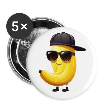Cool Banana Gangster - Hip Hop Style Design - Buttons small 1''/25 mm (5-pack) - white - Front