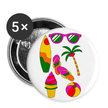 Summer Retro Summer Holiday like ice in the sunshine - Buttons small 1''/25 mm (5-pack) - white - Front