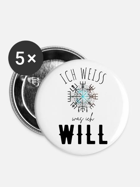 Wegweiser Motivation - VEGVISIR - Buttons klein 25 mm (5er Pack) - Weiß