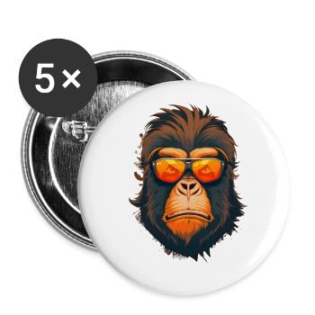 Singe cool avec des lunettes de soleil - Lot de 5 petits badges (25 mm) - blanc - Devant