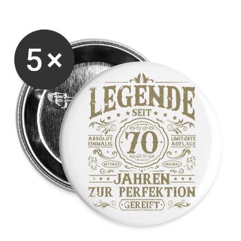 70. Geburtstag Geschenk - Legende seit 70 Jahren - Buttons klein 25 mm (5er Pack) - Weiß - Vorne