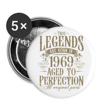Born in 1969 Legends Birthday Gift - Buttons small 1''/25 mm (5-pack) - white - Front