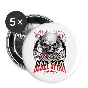 Crâne Crâne Squelette Moto Biker Gang - Lot de 5 petits badges (25 mm) - blanc - Devant