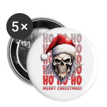 Weihnachten Totenkopf Totenschädel Horror Gruselig - Buttons klein 25 mm (5er Pack) - Weiß - Vorne