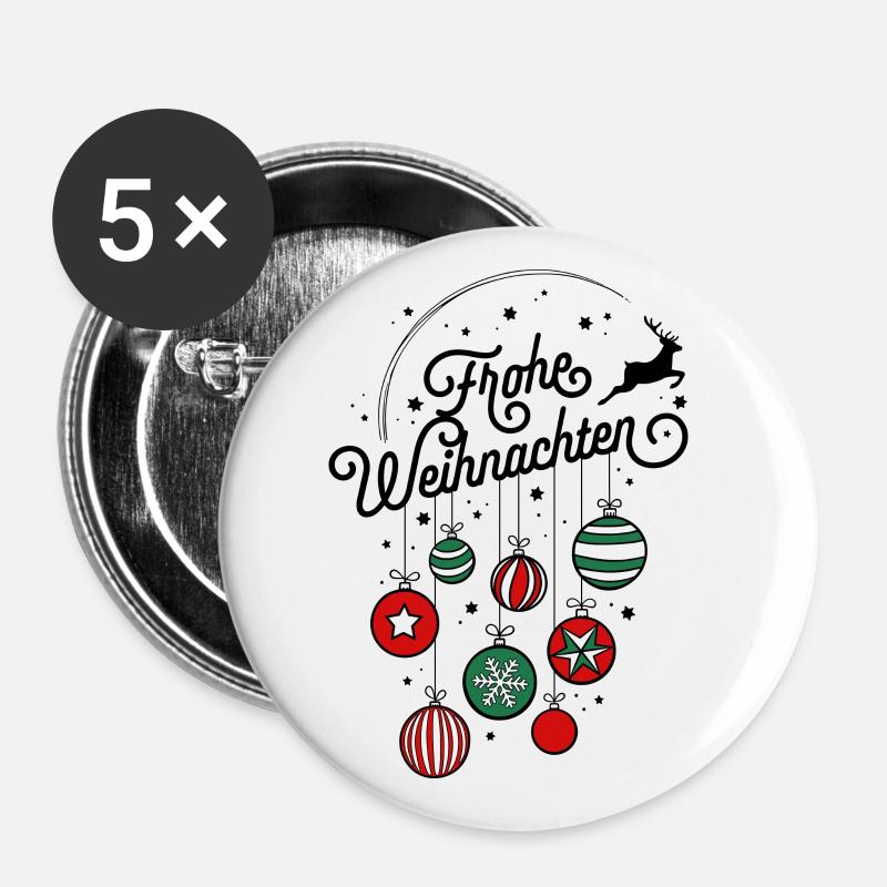 Frohe Weihnachten Ugly Christmas Sweater Geschenk - Buttons klein 25 mm (5er Pack) - Weiß