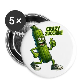Crazy Veggies: Zucchini Thumbs Up - Buttons klein 25 mm (5er Pack) - Weiß - Vorne