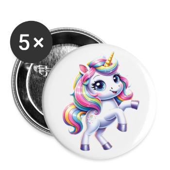 Kleines Einhorn - Buttons klein 25 mm (5er Pack) - Weiß - Vorne