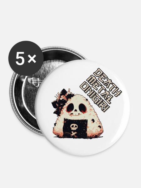 Death Metal Onigiri - Buttons klein 25 mm (5er Pack) - Weiß