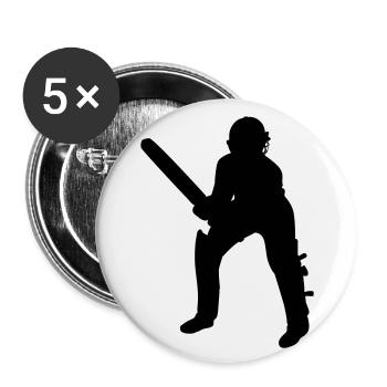 Cricket Schlagmann Batter - Buttons klein 25 mm (5er Pack) - Weiß - Vorne